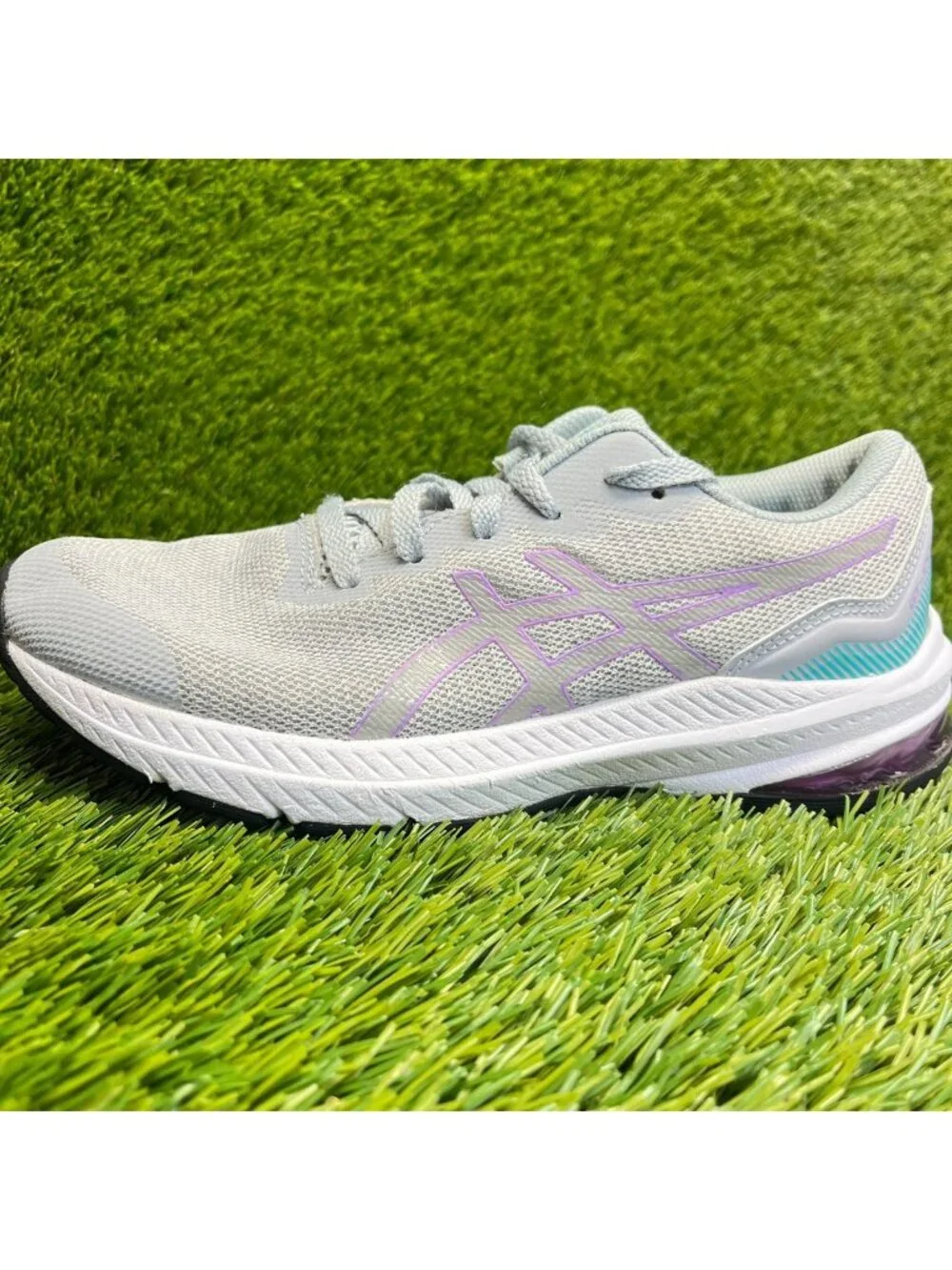 Asics GT-1000 11 Girls Size 5.5Y Gray Purple Athletic Running Shoes Sneakers